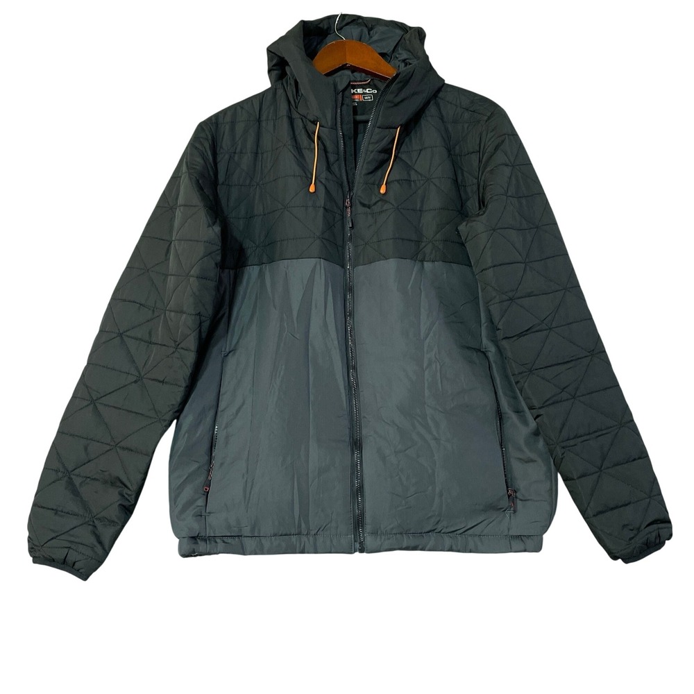NWOT Hawke & Co Puffer Jacket Men's M Black Gray Polyester Quilted Performance